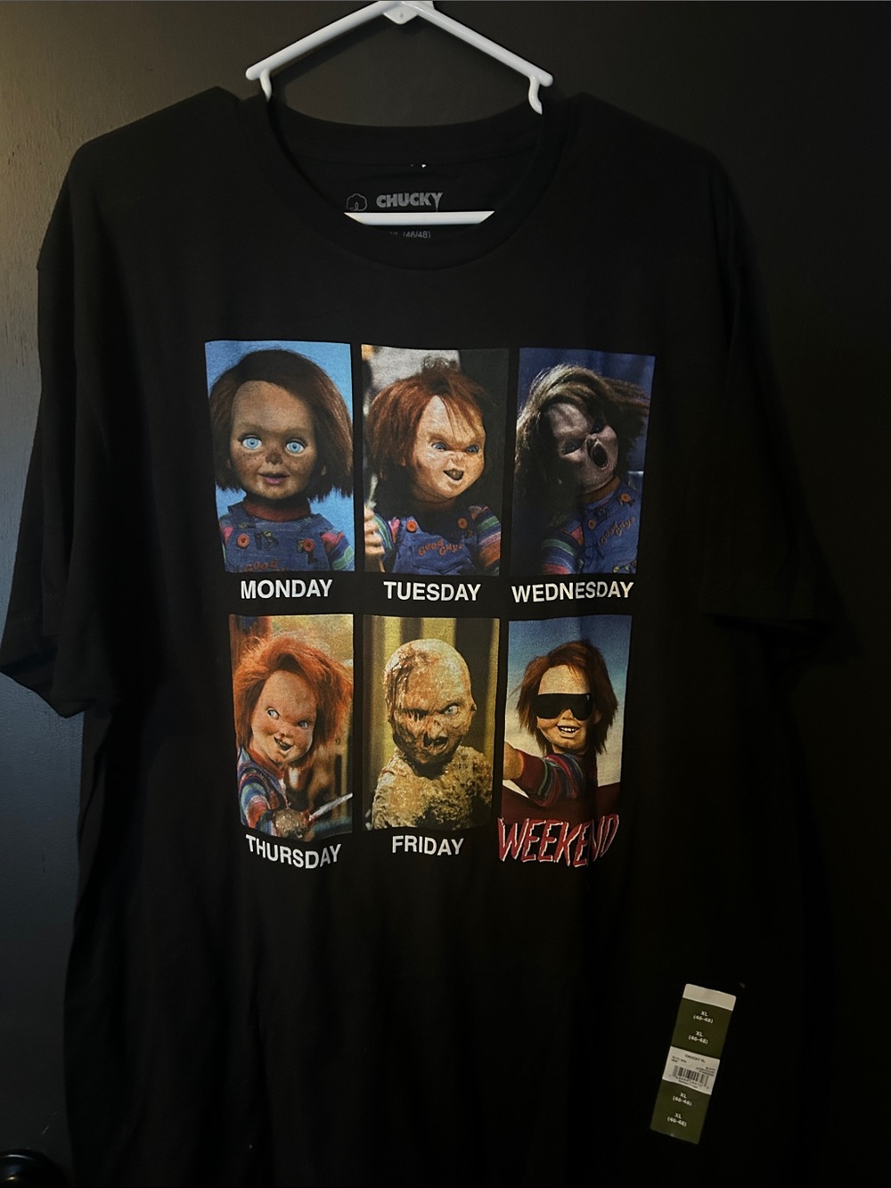 Chucky Kids' Black Short-Sleeve Graphic Tee - Weekday Faces